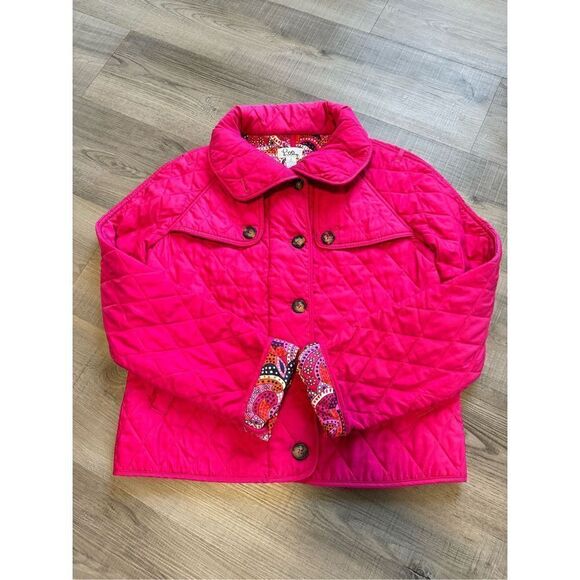 Vintage Lilly Pulitzer Women’s Small Quilted Pink Embroidered Button Up Jacket - Picture 1 of 11